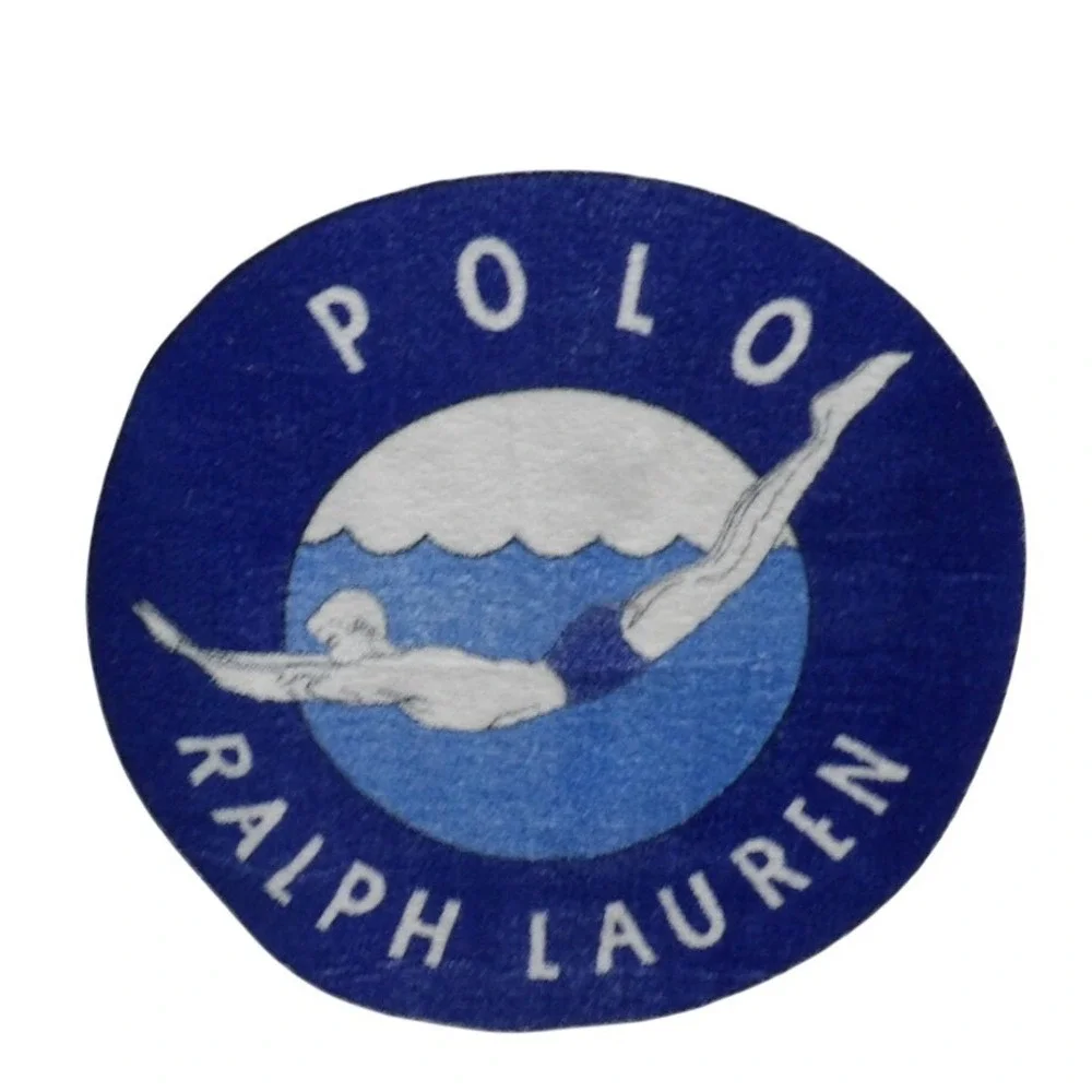 Polo Ralph Lauren Vintage Beach Towel White Blue Diver Logo Graphic Cotton USA